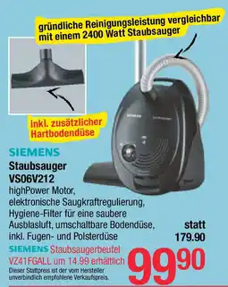 Maximarkt Siemens staubsauger vs06v212 Angebot