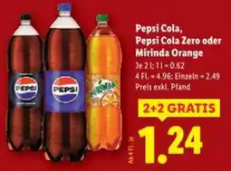Lidl Pepsi cola, pepsi cola zero oder mirinda orange Angebot