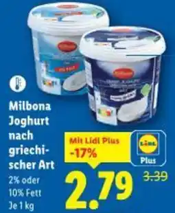 Lidl Milbona joghurt nach griechi scher art Angebot