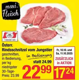 Maximarkt Österr rindsschnitzel vom jungstier Angebot