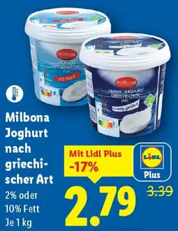 Lidl Milbona joghurt nach griechi scher art Angebot