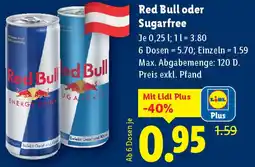 Lidl Red bull oder sugarfree Angebot