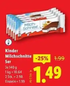 Lidl Kinder Milchschnitte 5er Angebot