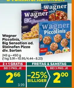 Billa Wagner Piccolinis, Big Sensation od. Steinofen Pizza Angebot
