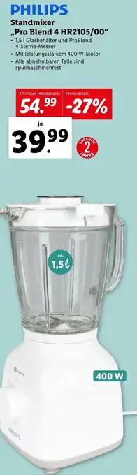 Lidl Philips Standmixer Pro Blend 4 HR2105/00 Angebot