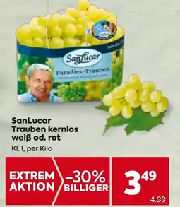 Billa SanLucar Trauben kernlos weiß od. rot Angebot