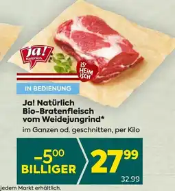 Billa Ja! Natürlich Bio-Bratenfleisch vom Weidejungrind Angebot