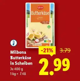 Lidl Milbona Butterkäse in Scheiben Angebot