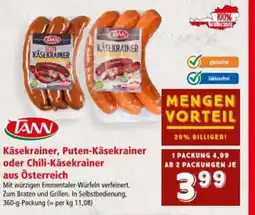 Interspar Käsekrainer, Puten-Käsekrainer oder Chili-Käsekrainer aus Österreich Angebot