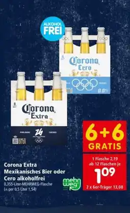 Interspar Corona Extra Mexikanisches Bier oder Cero alkoholfrei Angebot