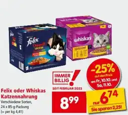 Interspar Felix oder Whiskas Katzennahrung Angebot