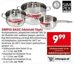 Interspar Simpex basic edelstahl töpfe Angebot