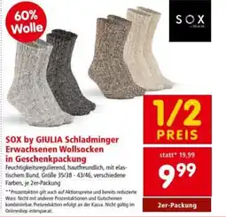 Interspar SOX by GIULIA Schladminger Erwachsenen Wollsocken in Geschenkpackung Angebot