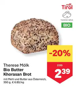 MPreis Bio Butter Khorasan Brot Angebot