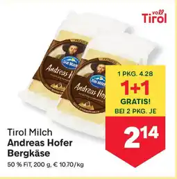 MPreis Tirol Milch Andreas Hofer Bergkäse Angebot