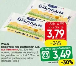 Spar Woerle Emmentaler mild aus Heumilch g.t.S. Angebot