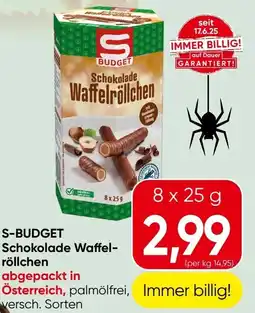 Spar S budget schokolade waffel röllchen Angebot