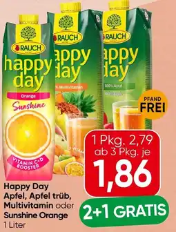 Spar Happy day apfel, apfel trüb, multivitamin oder sunshine orange Angebot