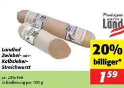 Nah&Frisch Landhof Zwiebel- oder Kalbsleber- Streichwurst Angebot