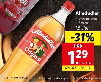 Lidl Almdudler 1,5 Liter Angebot