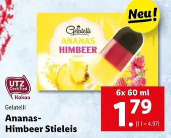 Lidl Gelatelli Ananas Himbeer Stieleis 6x60 ml Angebot
