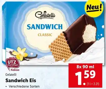 Lidl Gelatelli Sandwich Eis 8x90 ml Angebot