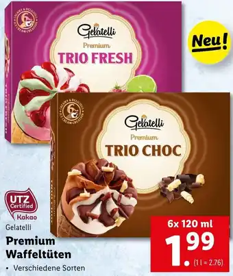 Lidl Gelatelli Premium Waffeltüten 6x120 ml Angebot
