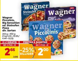 Billa Wagner Piccolinis, Big Sensation od. Steinofen Pizza Angebot