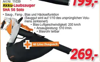 Akku-Laubsauger SHA 56 Solo
