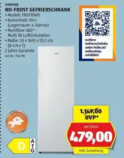 Hofer NO-FROST GEFRIERSCHRANK Angebot