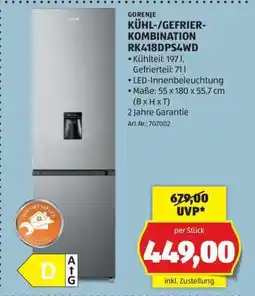 Hofer GORENJE KÜHL-/GEFRIER-KOMBINATION RK418DPS4WD Angebot