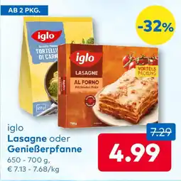 T&G Iglo lasagne oder genießerpfanne Angebot