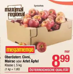 Maximarkt Oberösterr. Civni, Mairac oder Arlet Äpfel Angebot