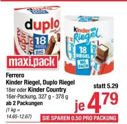 Maximarkt Ferrero Kinder Riegel, Duplo Riegel Angebot