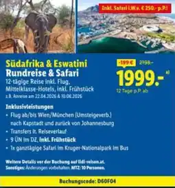 Lidl Reisen Südafrika & Eswatini Rundreise & Safari Angebot