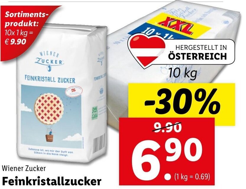 Wiener Zucker Feinkristallzucker 10 Kg Angebot bei Lidl