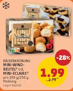 PENNY Bäckerkrönung mini wind- beutel od. mini eclairs Angebot