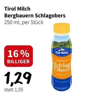 Der Grissemann Tirol Milch Bergbauern Schlagobers Angebot