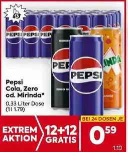 Billa Pepsi Cola Zero od. Mirinda Angebot
