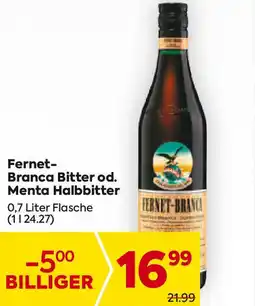 Billa Fernet branca bitter od. menta halbbitter Angebot