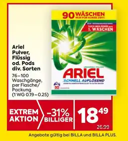 Billa Ariel Pulver, Flüssig od. Pods Angebot