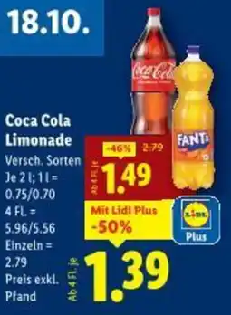Lidl Coca cola limonade Angebot