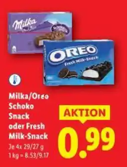 Lidl Milka oreo fresk milk snack oder fresh milk-snack Angebot