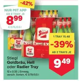 MPreis Stiegl Goldbräu, Hell oder Radler Tray Angebot