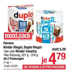 Maximarkt Ferrero kinder riegel, duplo riegel 18er oder kinder country Angebot