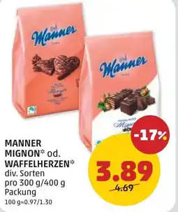 PENNY Manner mignon od. waffelherzen Angebot