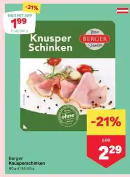 MPreis Berger Knusperschinken Angebot