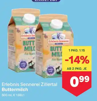 MPreis Erlebnis Sennerei Zillertal Buttermilch Angebot