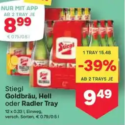 MPreis Stiegl Goldbräu, Hell oder Radler Tray Angebot