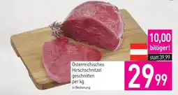 Sutterlüty Österreichisches hirschschnitzel geschnitten per kg Angebot